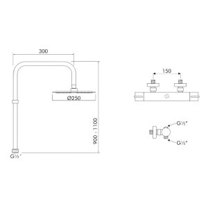 Inta Puro Deluxe Dual Thermostatic Bar Mixer Shower - Chrome (PU10036CP) - main image 2