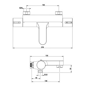 Inta Puro Safe Touch Thermostatic Bath Mixer Shower - Chrome (PU90015CP) - main image 2