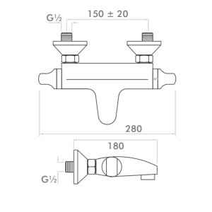 Inta Telo Thermostatic Bath Filler - Chrome (TL50010CP) - main image 2