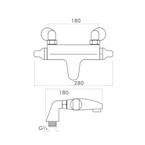 Inta Telo Thermostatic Bath Filler - Chrome (TL50020CP) - main image 2