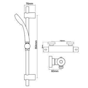 Inta Trade-Tec Thermostatic Bar Mixer Shower With Kit (TR10032CP) - main image 2