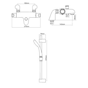 Inta Trade-Tec Thermostatic Bath Mixer Shower - Chrome (TR30024CP) - main image 2