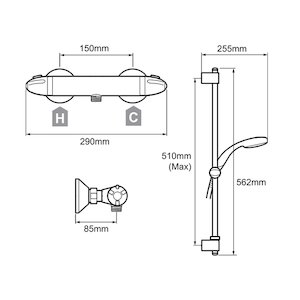 Mira Coda Pro EV MK3 Thermostatic Bar Mixer Shower - Chrome (1.1836.005) - main image 2