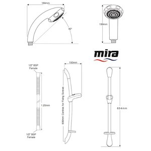 Mira Logic LF9 shower fittings kit - white (1605.155) - main image 2