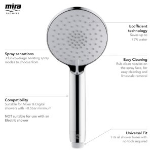 Mira Zest 90mm 3-Spray Shower Head - Chrome (1.1984.003) - main image 2