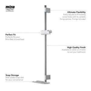 Mira Beat Slide Bar Kit/Shower Rail Set - White/Chrome (2.1703.017) - main image 2