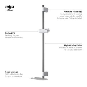 Mira Beat slide bar kit - White/chrome (2.1703.017) - main image 2