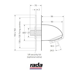 Rada VR105 Anti Vandal Commercial Shower Head (1.0.098.77.1) - main image 2
