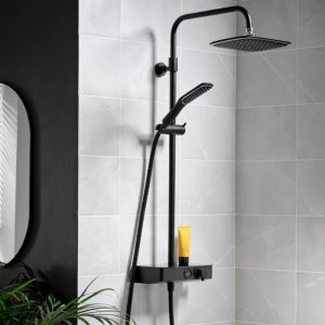 Triton Push Button Diverter Dual Bar Mixer Shower - Black (PBDIVBLK) - main image 2