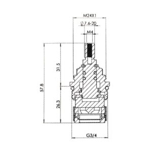 Universal ceramic disc tap cartridge replacement 3/4" (pair) (CL1) - main image 2