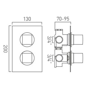 Vado 2 Outlet Thermostatic Shower Valve - Chrome (MIX-148D/2-C/P) - main image 2