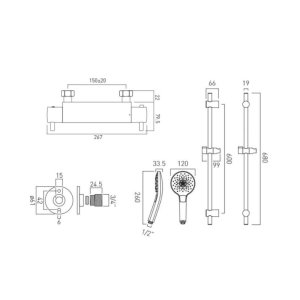 Vado Celsius Exposed Thermostatic Shower Set - Chrome (CEL-1701-3/4-ORA-CP) - main image 2