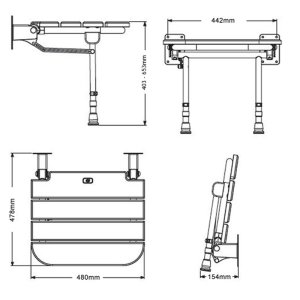 AKW Fold Up Wooden Slatted Seat With Support Legs (4030) - main image 3