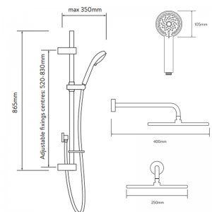 Aqualisa Dream concealed mixer shower with adjustable & wall fixed shower heads HP/Combi (DRMDCV003) - main image 3