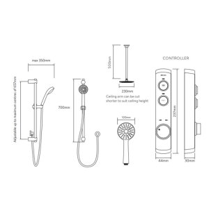 Aqualisa iSystem concealed digital shower with adj and ceiling fixed shower heads - gravity pumped (ISD.A2.BV.DVFC.21) - main image 3