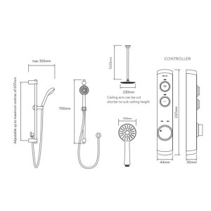 Aqualisa iSystem concealed digital shower with adj and ceiling fixed shower heads - gravity pumped (ISD.A2.BV.DVFC.21) - main image 3