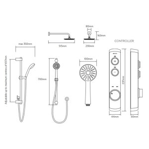 Aqualisa iSystem concealed digital shower with adj and wall fixed shower heads - gravity pumped (ISD.A2.BV.DVFW.21) - main image 3