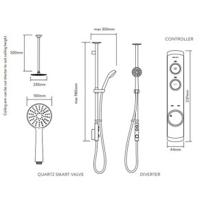 Aqualisa iSystem exposed digital shower with adj & ceiling fixed shower heads - gravity pumped (ISD.A2.EV.DVFC.21) - main image 3