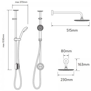 Aqualisa Quartz concealed digital shower with adjustable and fixed wall shower heads - HP/Combi (QZD.A1.BV.DVFW.18) - main image 3