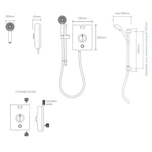 Aqualisa Quartz Electric Shower 9.5kW - White/Chrome (QZE9521) - main image 3