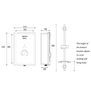 Bristan Bliss Electric Shower 9.5kW - Black (BL395 B) - main image 3