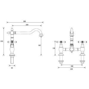 Bristan Colonial Bridge Sink Mixer - Chrome (K BRSNK C) - main image 3