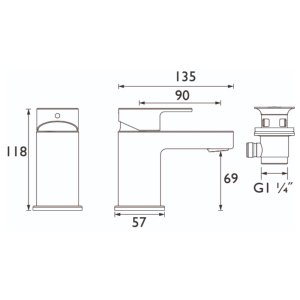 Bristan Frenzy Basin Mixer With Clicker Waste - Chrome (FRZ BAS C) - main image 3