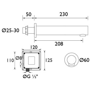 Bristan Infrared Basin Wall Spout - Chrome (IRWS1-CP) - main image 3