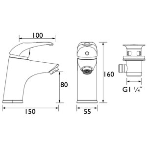 Bristan Java Basin Mixer Tap With Clicker Waste - Chrome (J BAS C) - main image 3