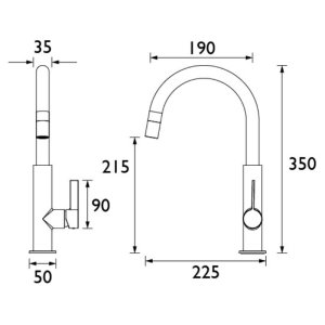 Bristan Melba Sink Mixer - Chrome/Black (MLB SNK BLK) - main image 3