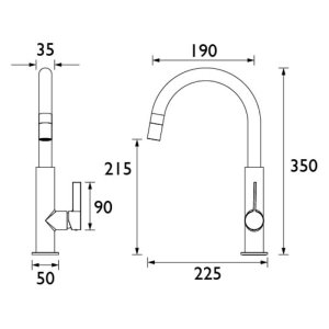 Bristan Melba Sink Mixer - Chrome/White (MLB SNK WHT) - main image 3