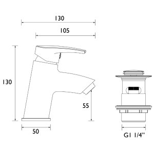 Bristan Orta Basin Mixer With Clicker Waste - Chrome (OR BAS C) - main image 3