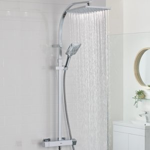 Bristan Qubo Dual Thermostatic Bar Mixer Shower With Rigid Riser - Chrome (QB SHXDIVCTFF C) - main image 3