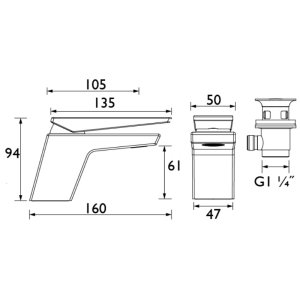 Bristan Sail Basin Mixer Tap With Clicker Waste - Chrome (SAI BAS C) - main image 3