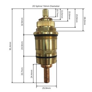 Bristan brass screw-in thermostatic cartridge (00622415) - main image 3