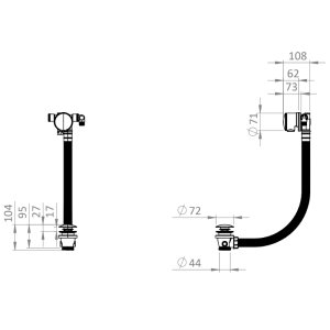 Crosswater Overflow Bath Filler With Waste - Matt Black (PRO0355M) - main image 3
