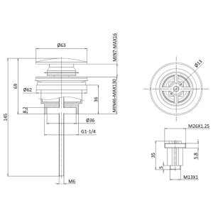 Crosswater Universal Click Clack Basin Waste - Brushed Nickel (BSW0260L_V2) - main image 3