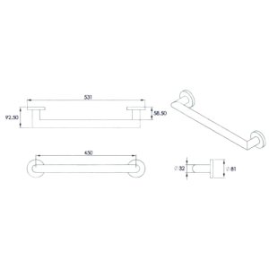 Croydex 450mm Modern Stainless Steel Straight Grab Bar - Chrome (AP506205) - main image 3