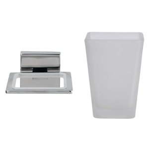 Croydex Flexi-Fix Cheadle Tumbler and Holder - Chrome Plated and Toughened Frosted Glass (QM511841) - main image 3