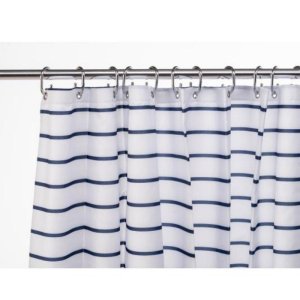 Croydex Navy Pinstripe Textile Shower Curtain (AF290334H) - main image 3