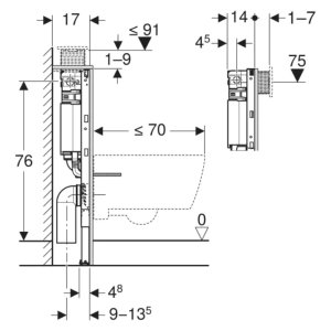 Geberit Duofix Element for Wall-Hung WC - 82cm - with Omega Concealed Cistern 12cm (111.004.00.4) - main image 3