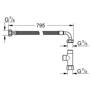 Grohe Accessory Set Shower Hose and T Piece (14074000) - main image 3
