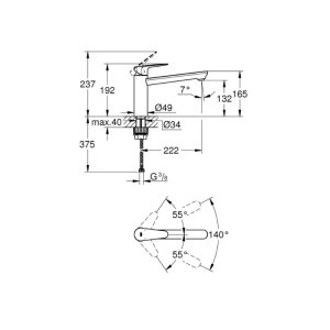 Grohe BauCurve Single Lever Sink Mixer 1/2" - Chrome (31715000) - main image 3