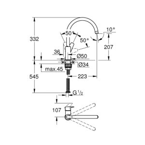 Grohe BauEdge Single Lever Sink Mixer - Chrome (31233001) - main image 3