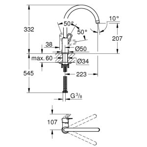 Grohe BauLoop High Spout Kitchen Tap - Chrome (31368001) - main image 3