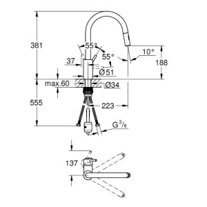 Grohe Concetto Single Lever Sink Mixer - Supersteel (31483DC2) - main image 3