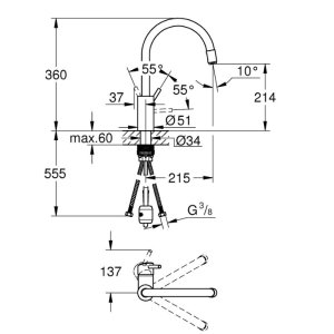 Grohe Concetto Single Lever Sink Mixer - Supersteel (32663DC3) - main image 3