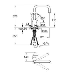 Grohe Eurodisc Cosmopolitan Single Lever Sink Mixer - Chrome (31122004) - main image 3