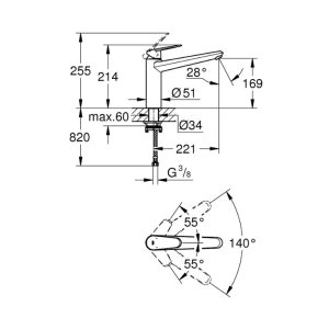 Grohe Eurodisc Cosmopolitan Single Lever Sink Mixer - Chrome (33312002) - main image 3