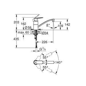 Grohe Eurosmart Cosmopolitan Single Lever Sink Mixer - Chrome (32842000) - main image 3